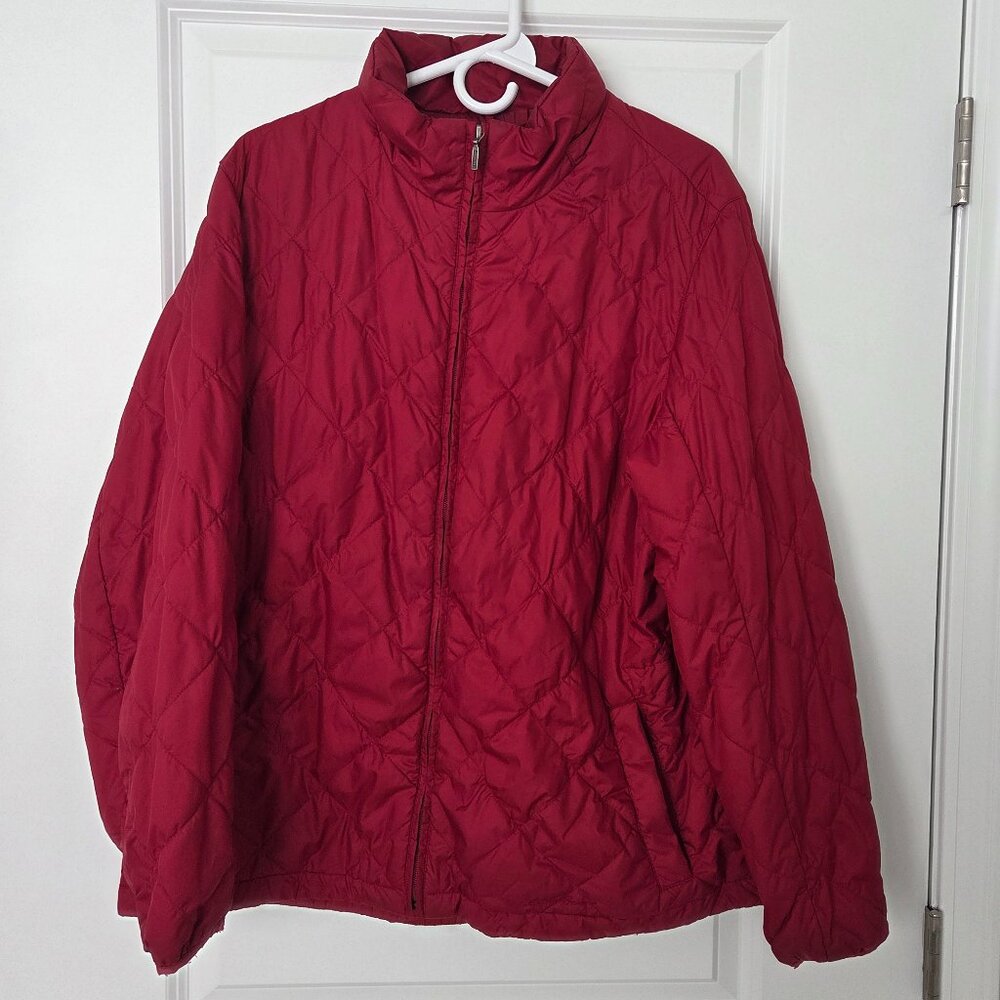 Eddie Bauer PrimaLoft Quilted Full Zip Jacket Burgundy Men XL no Hood Athleisure